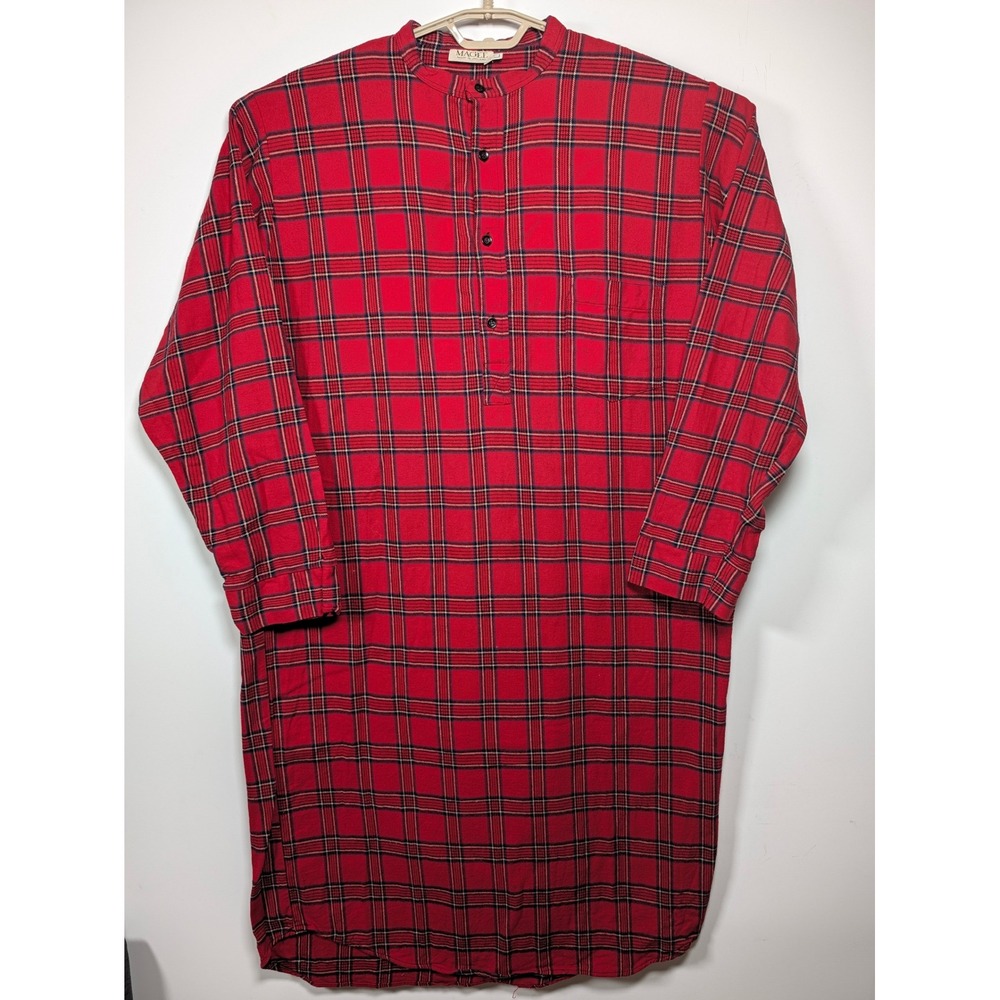 Vintage Magee Dress Womens L Plaid Flannel Red Tartan Cotton Made In Ireland